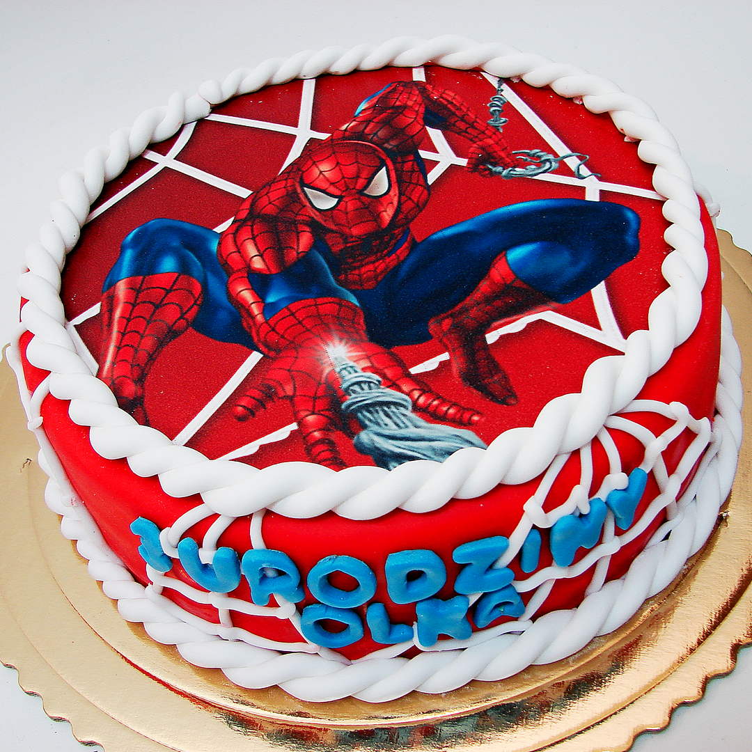tort z wydrukiem jadalnym spiderman